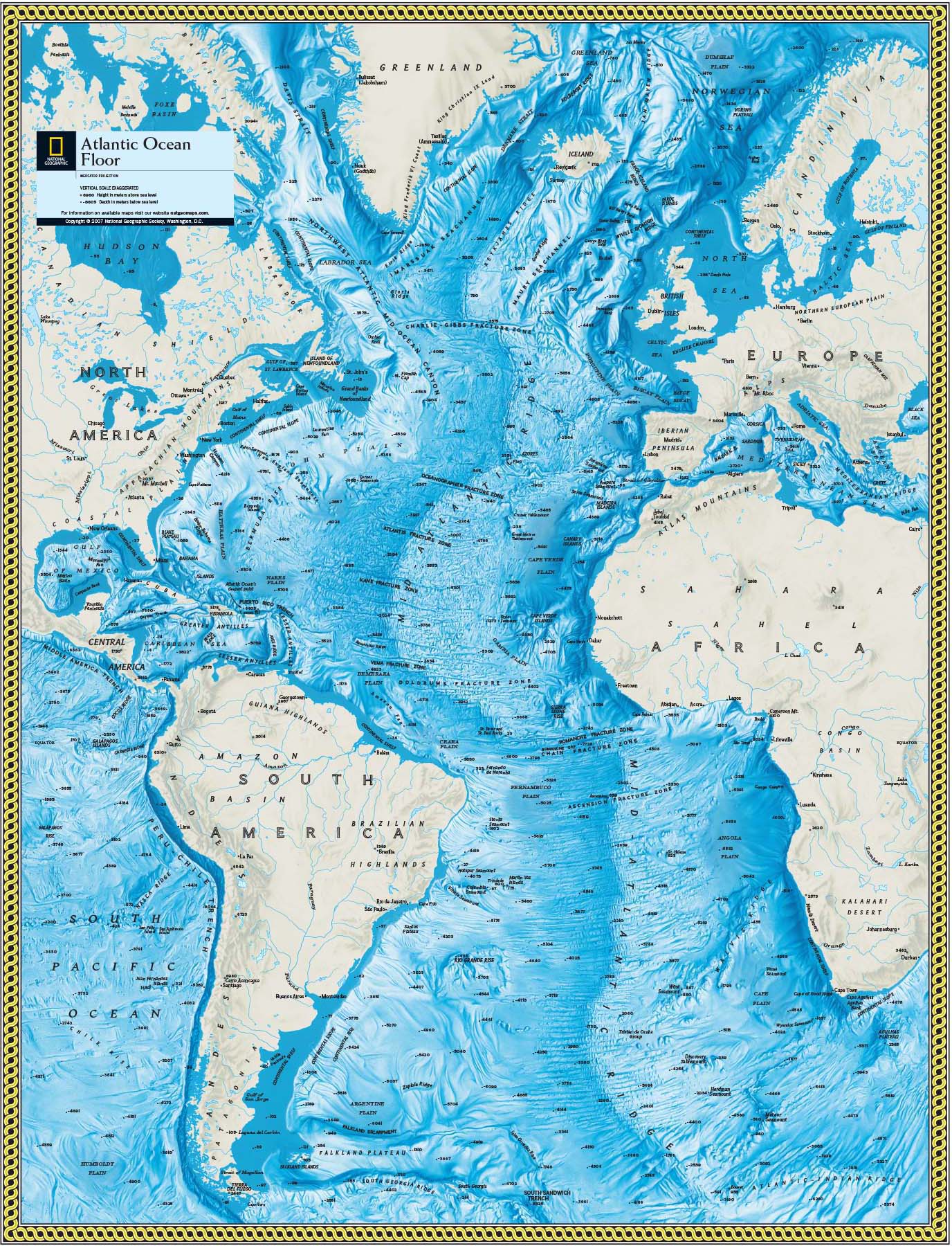 Atlantic Ocean Map Green 
