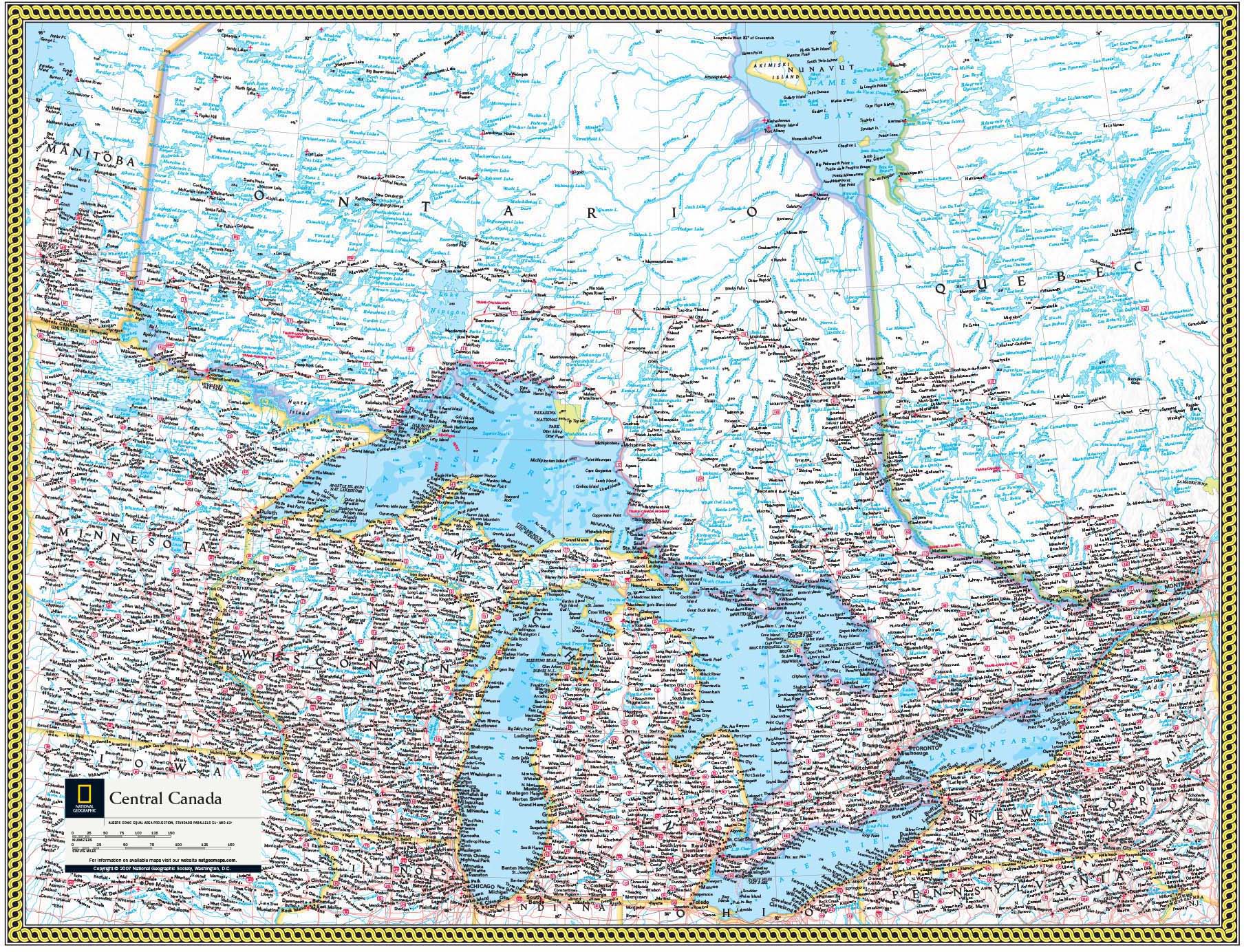Central Canada Wall Map by National Geographic - MapSales
