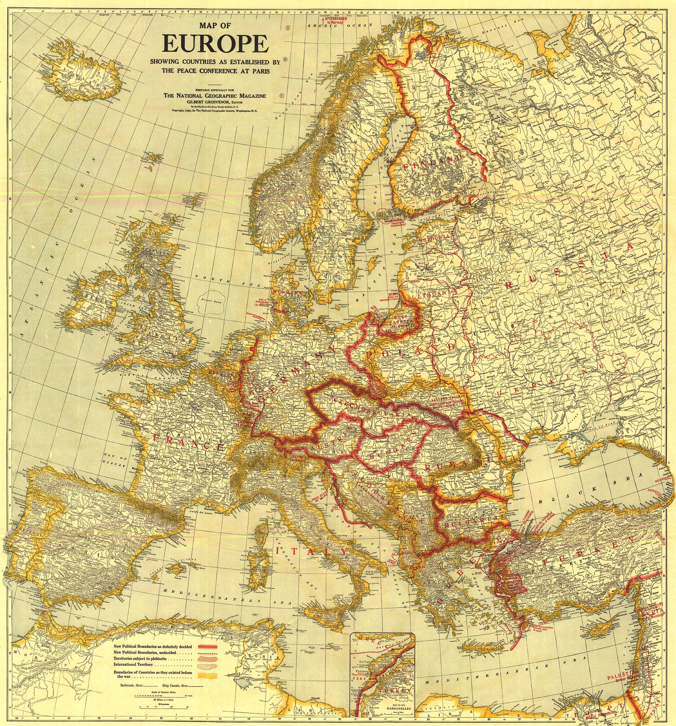 Europe 1921 Wall Map By National Geographic