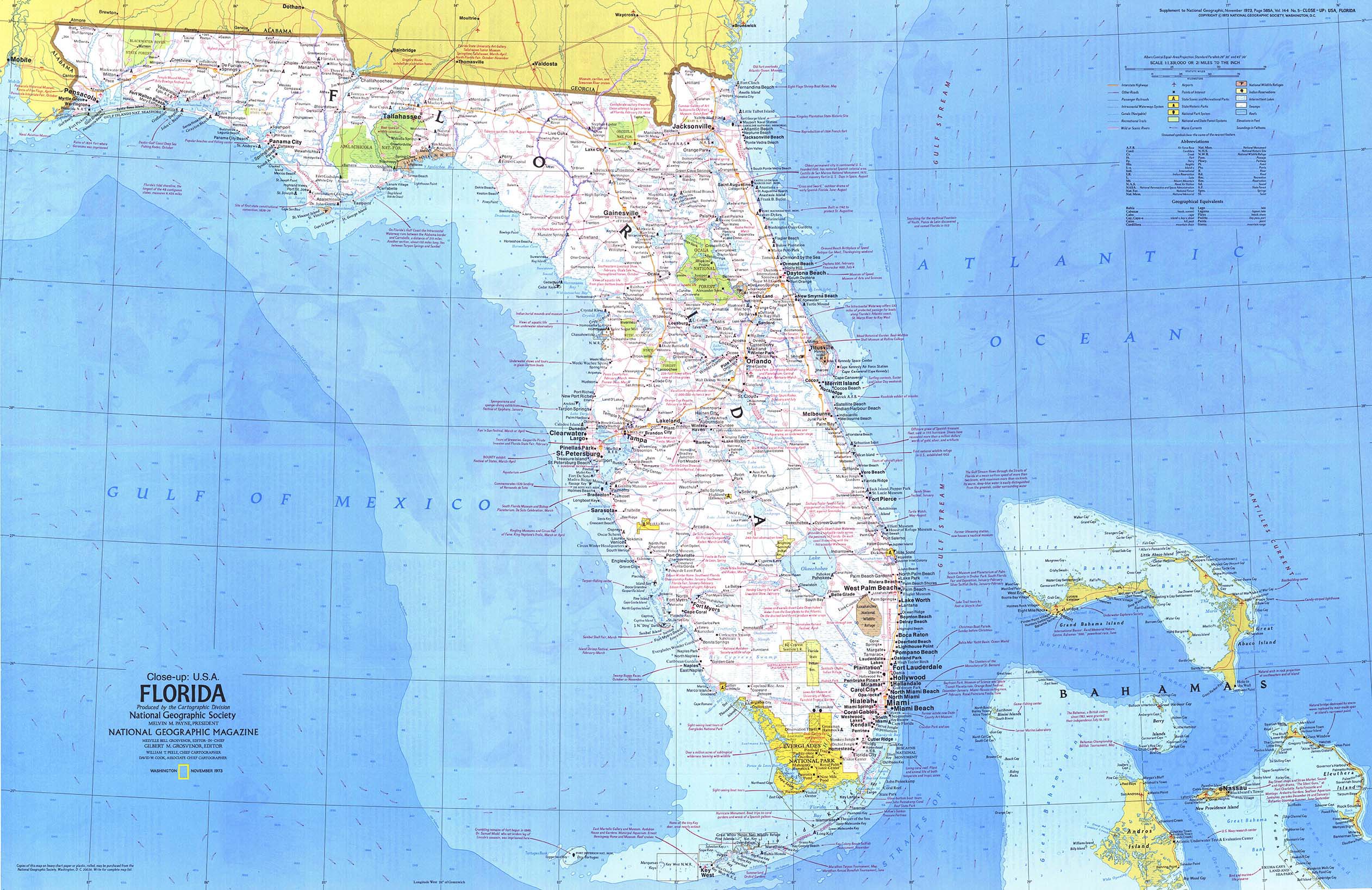 Florida 1973 Wall Map by National Geographic