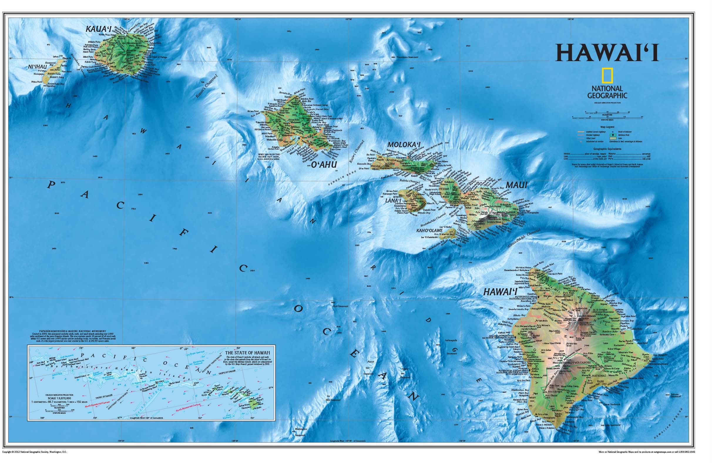 Hawaii Wall Map by National Geographic - MapSales