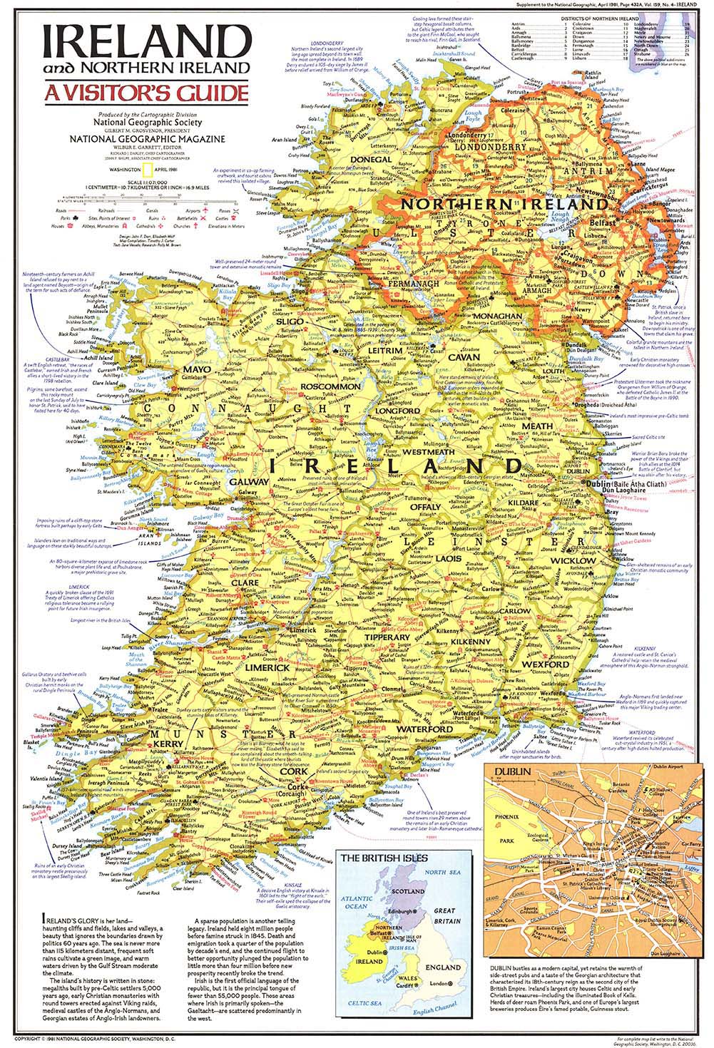 Ireland 1981 Wall Map by National Geographic MapSales