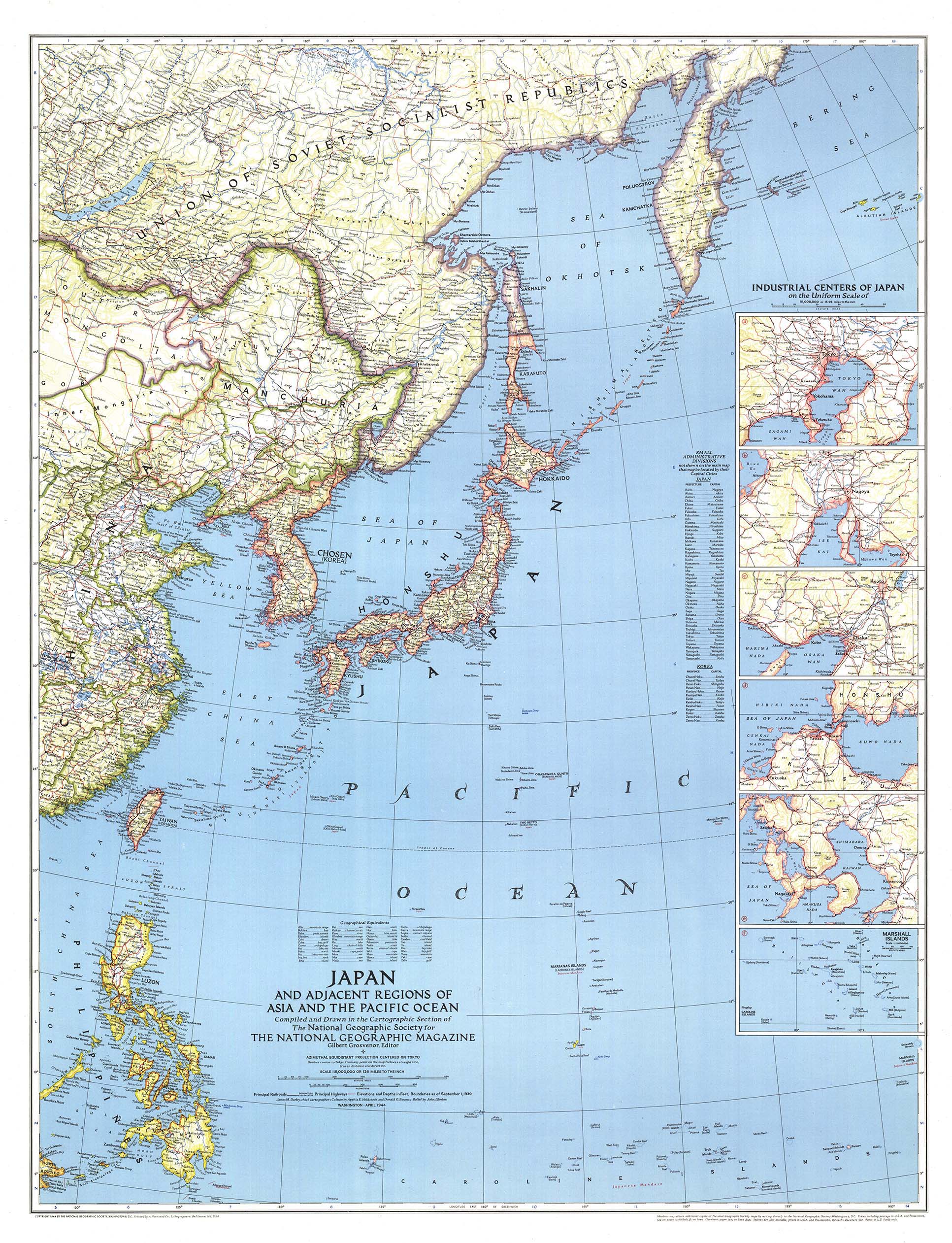 Japan 1944 Wall Map by National Geographic MapSales