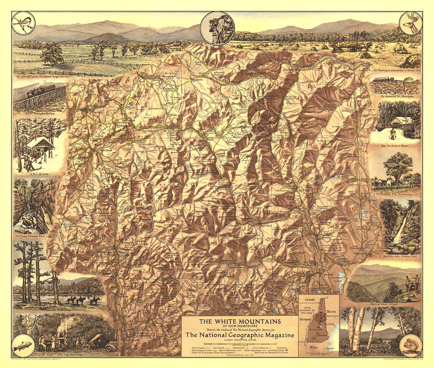 Mountains of New Hampshire Wall Map by National Geographic MapSales