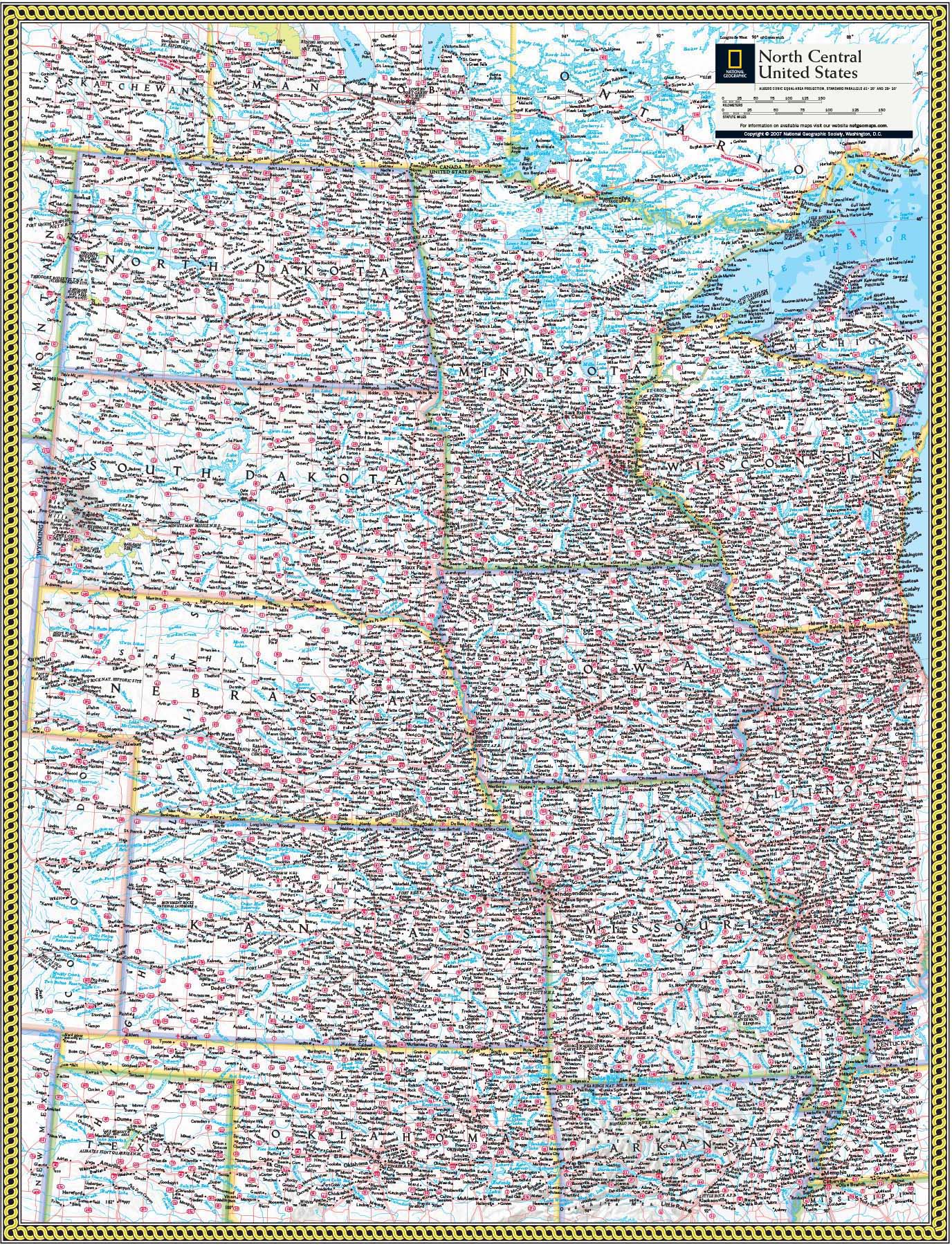 North Central US Wall Map by National Geographic MapSales