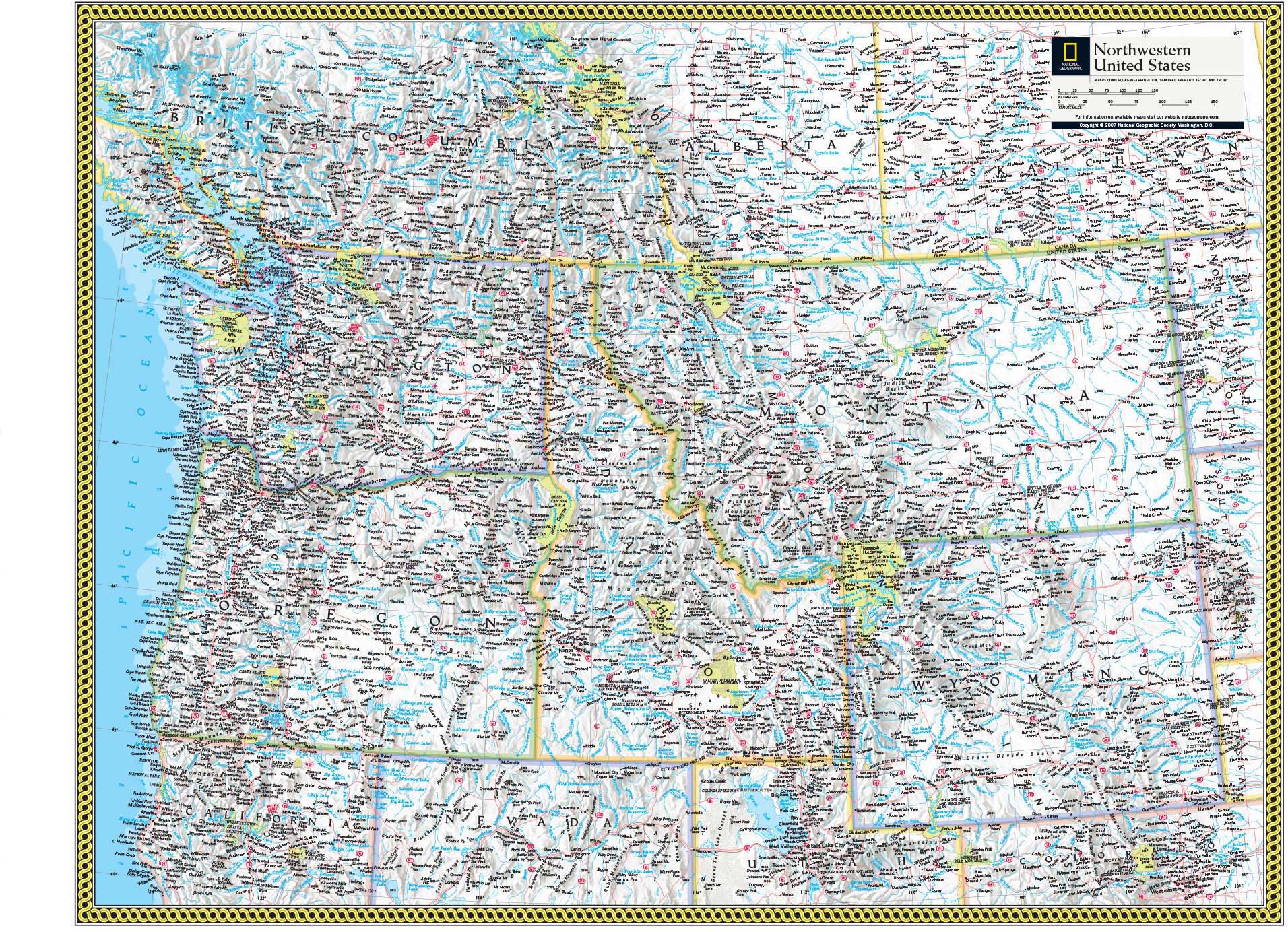 Northwestern US Wall Map by National Geographic - MapSales
