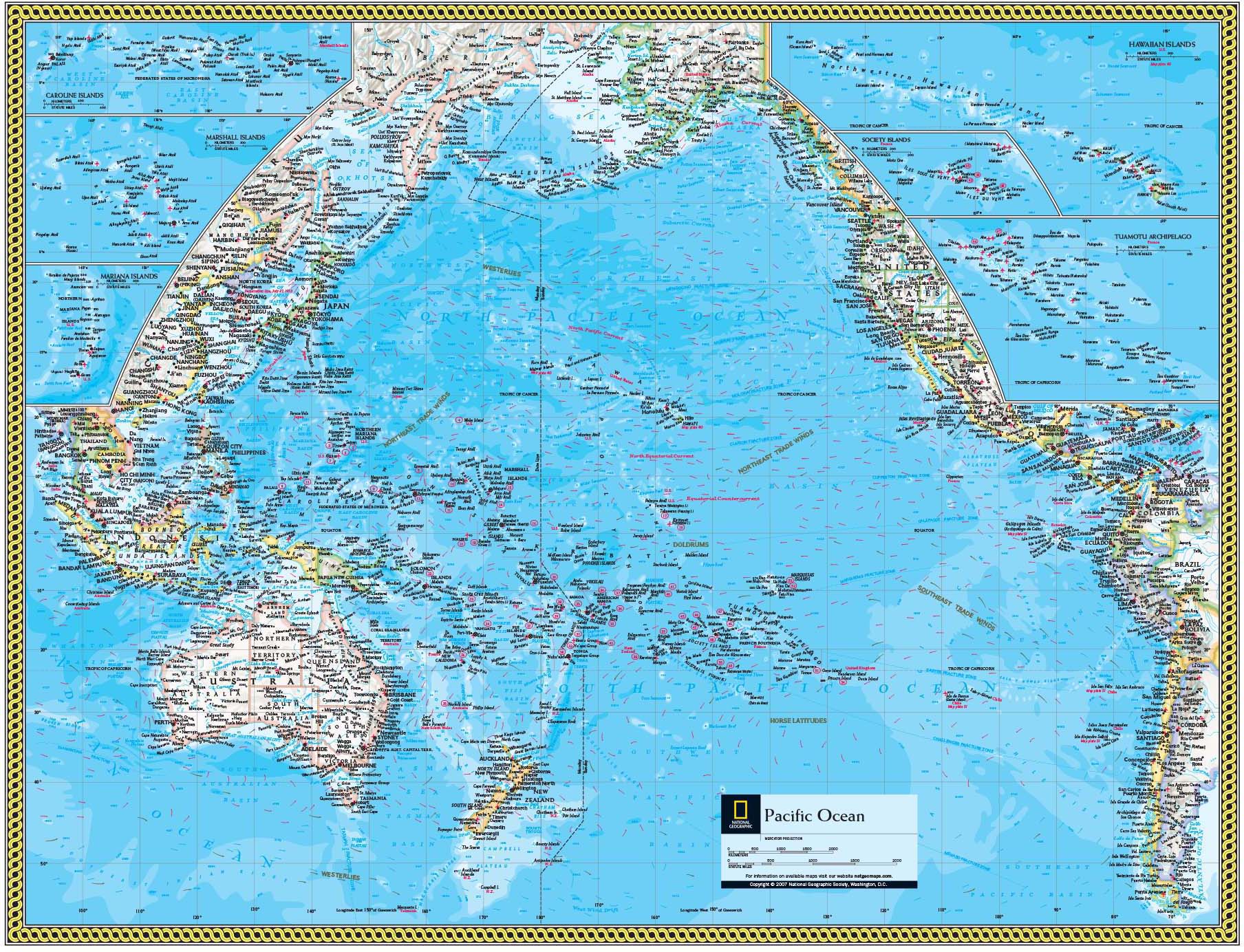 Pacific Ocean Wall Map By National Geographic