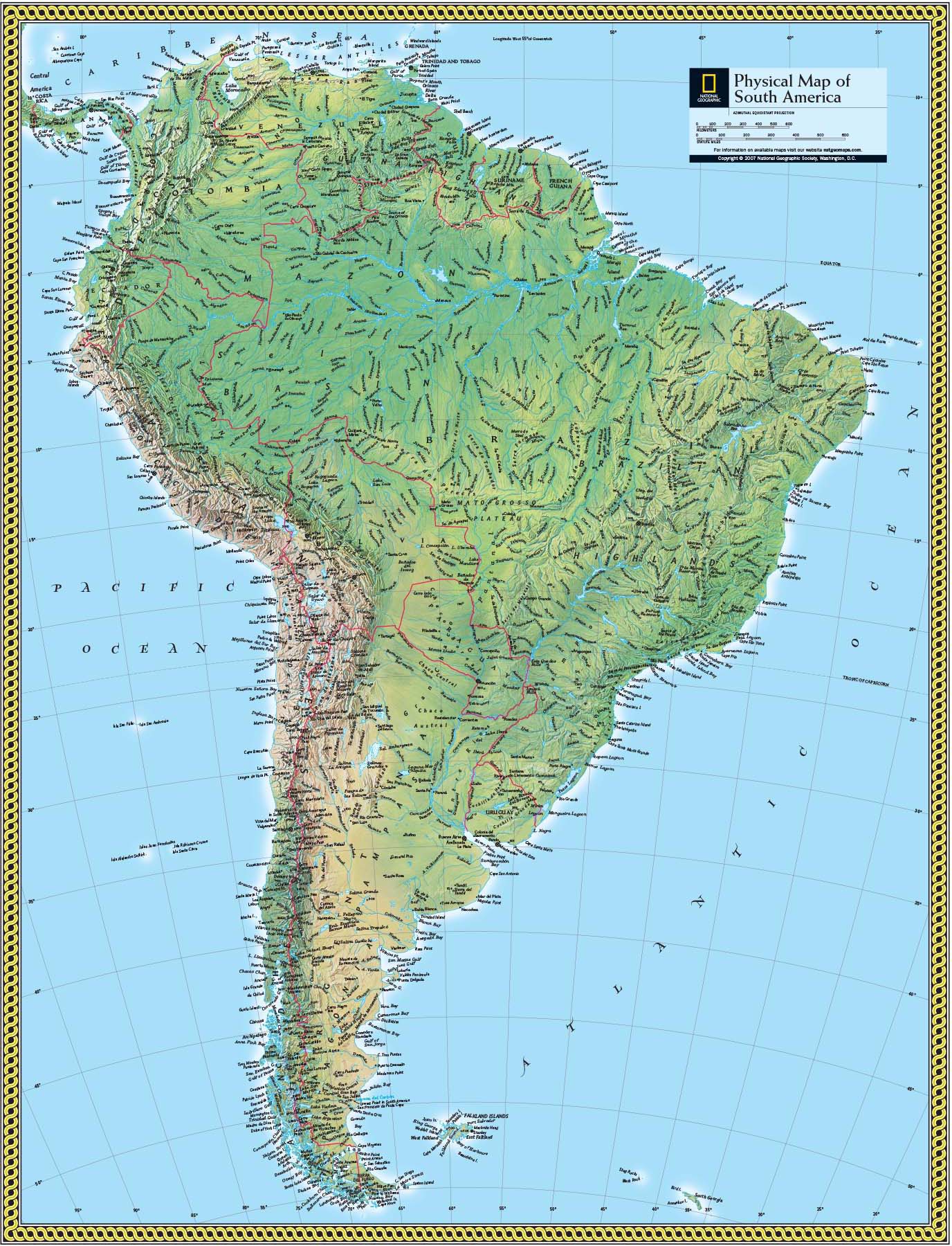 South America Physical Wall Map By National Geographic MapSales