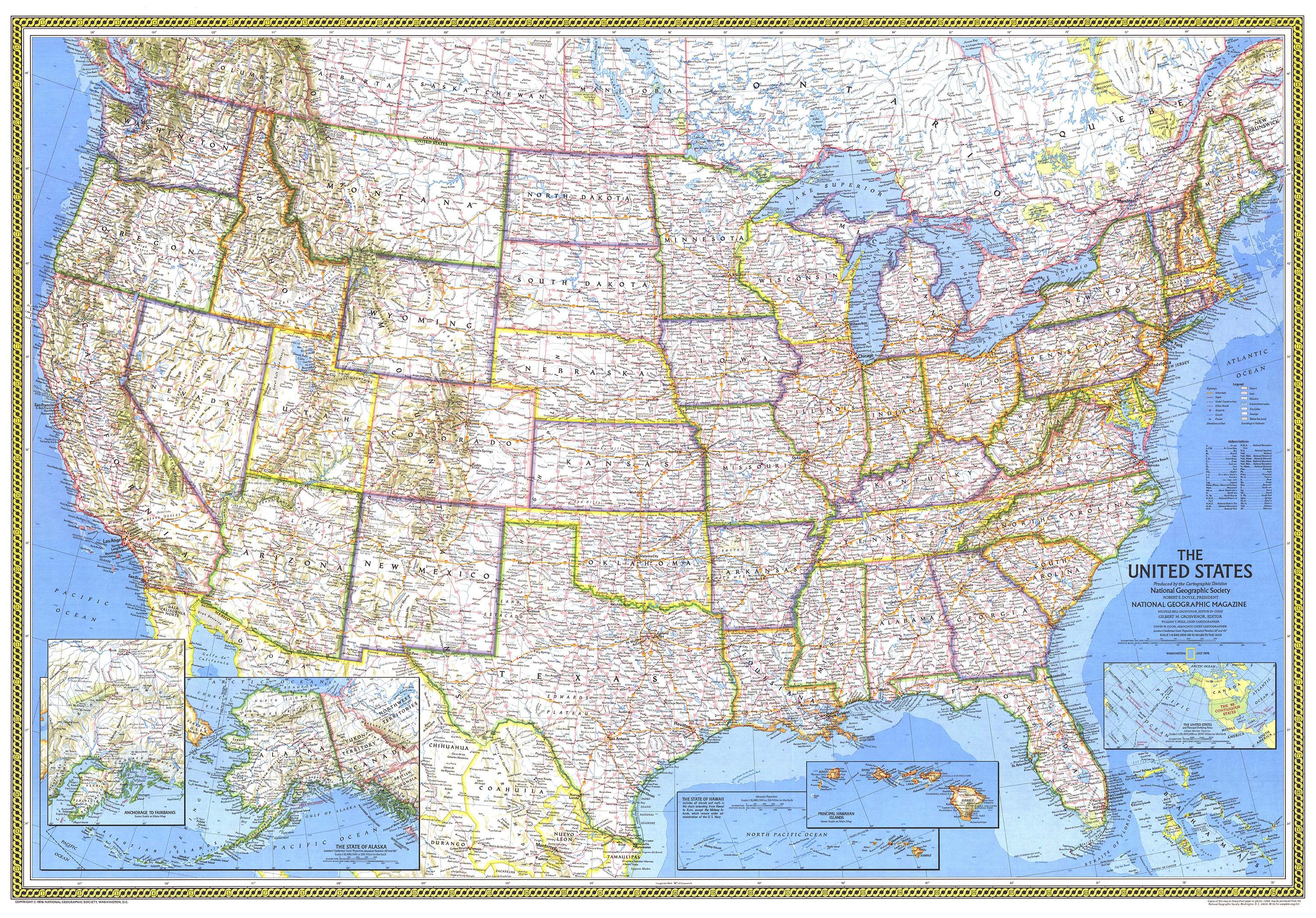 The United States 1976 Wall Map By National Geographic Mapsales