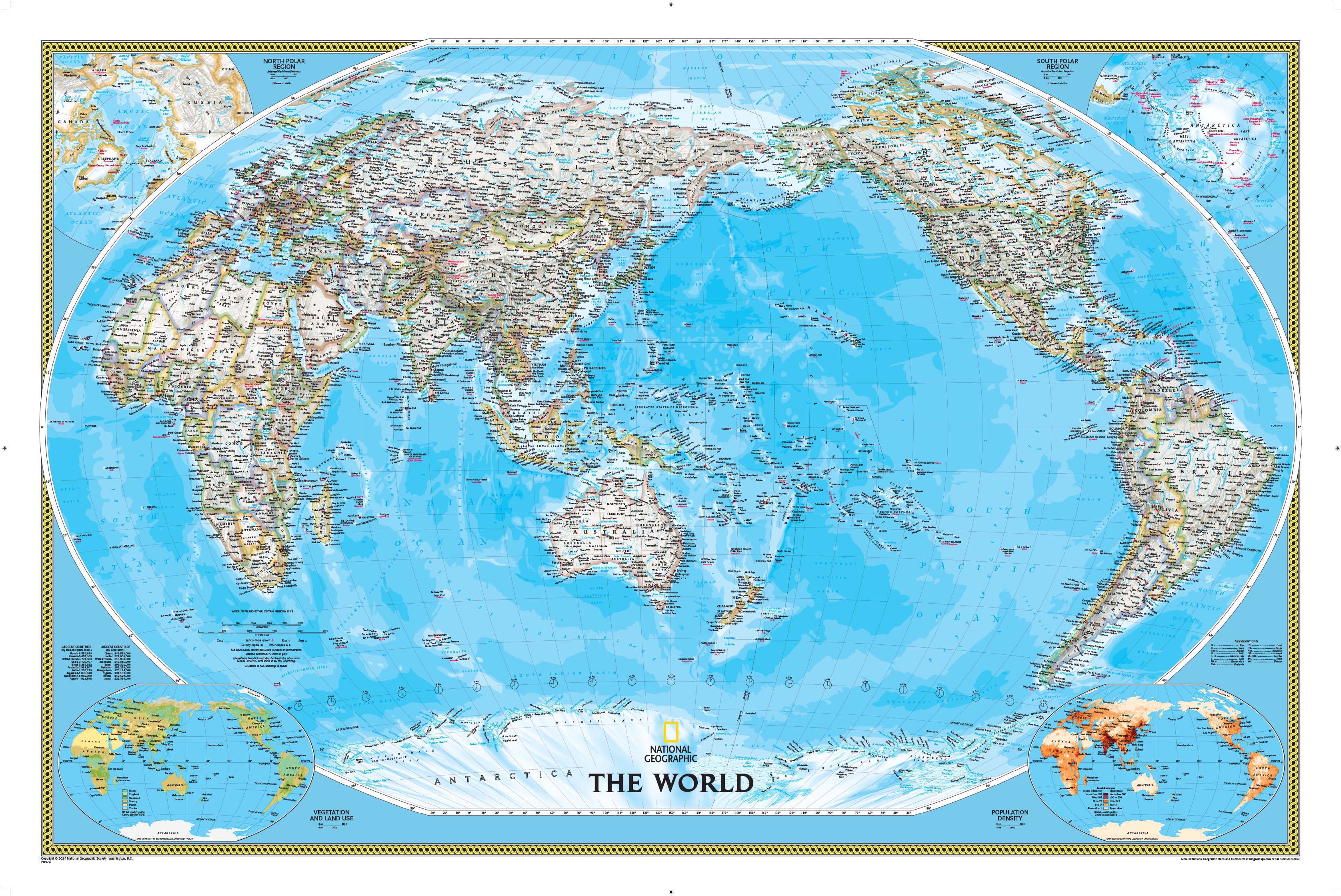 World Political Pacific Centered Wall Map By National Geographic Mapsales