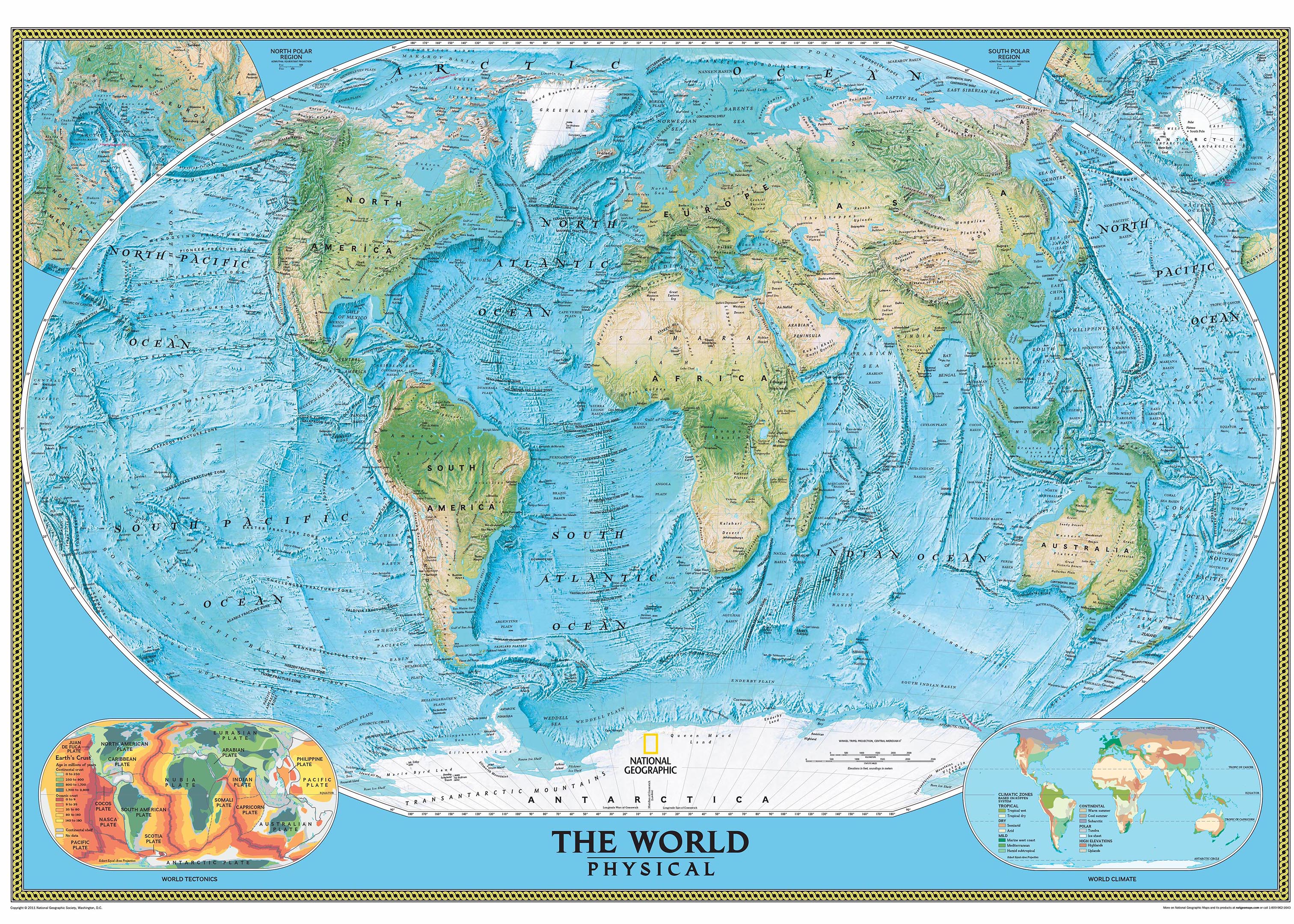World Physical Ocean Floor Wall Map by National Geographic - MapSales