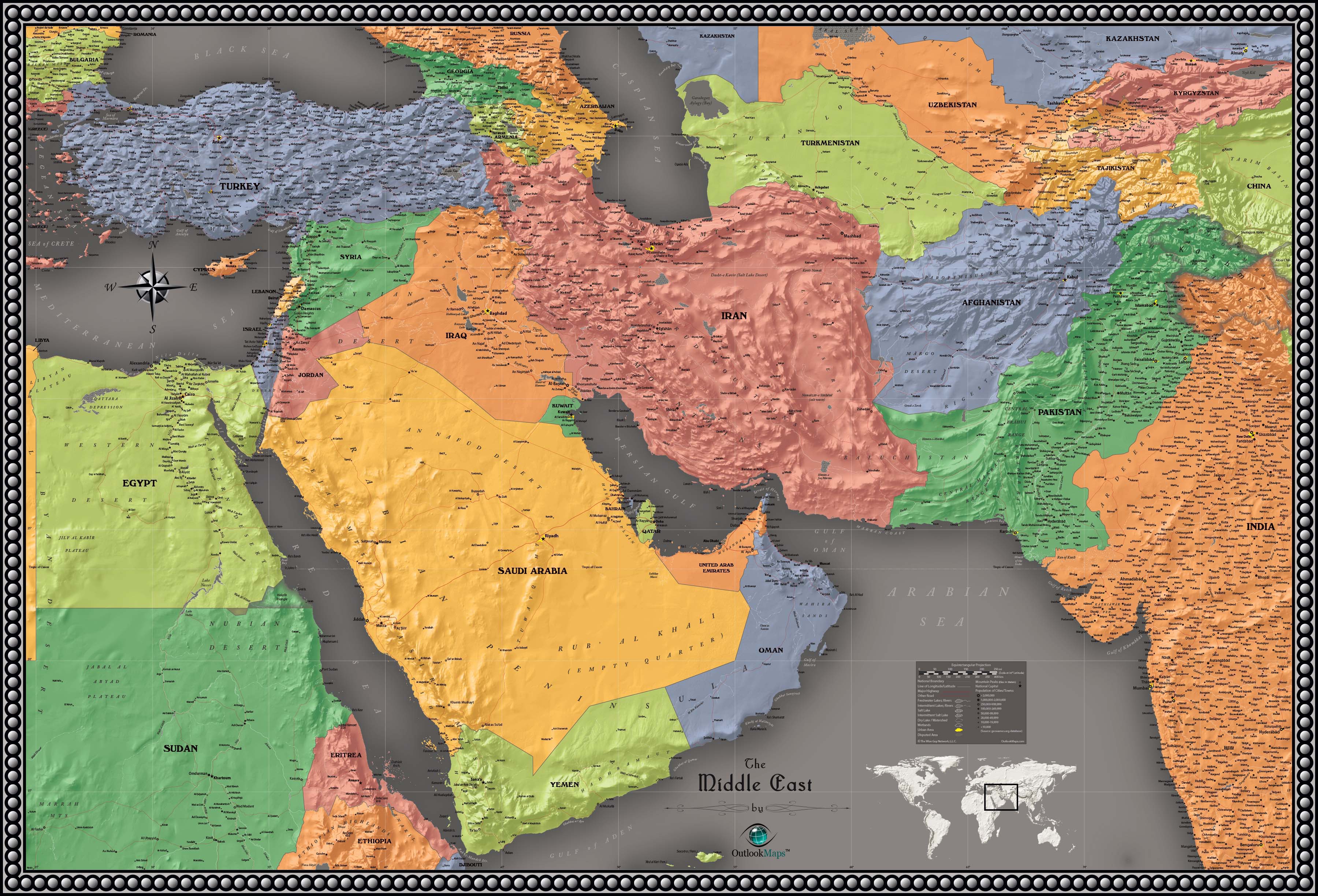 Middle East Wall Map