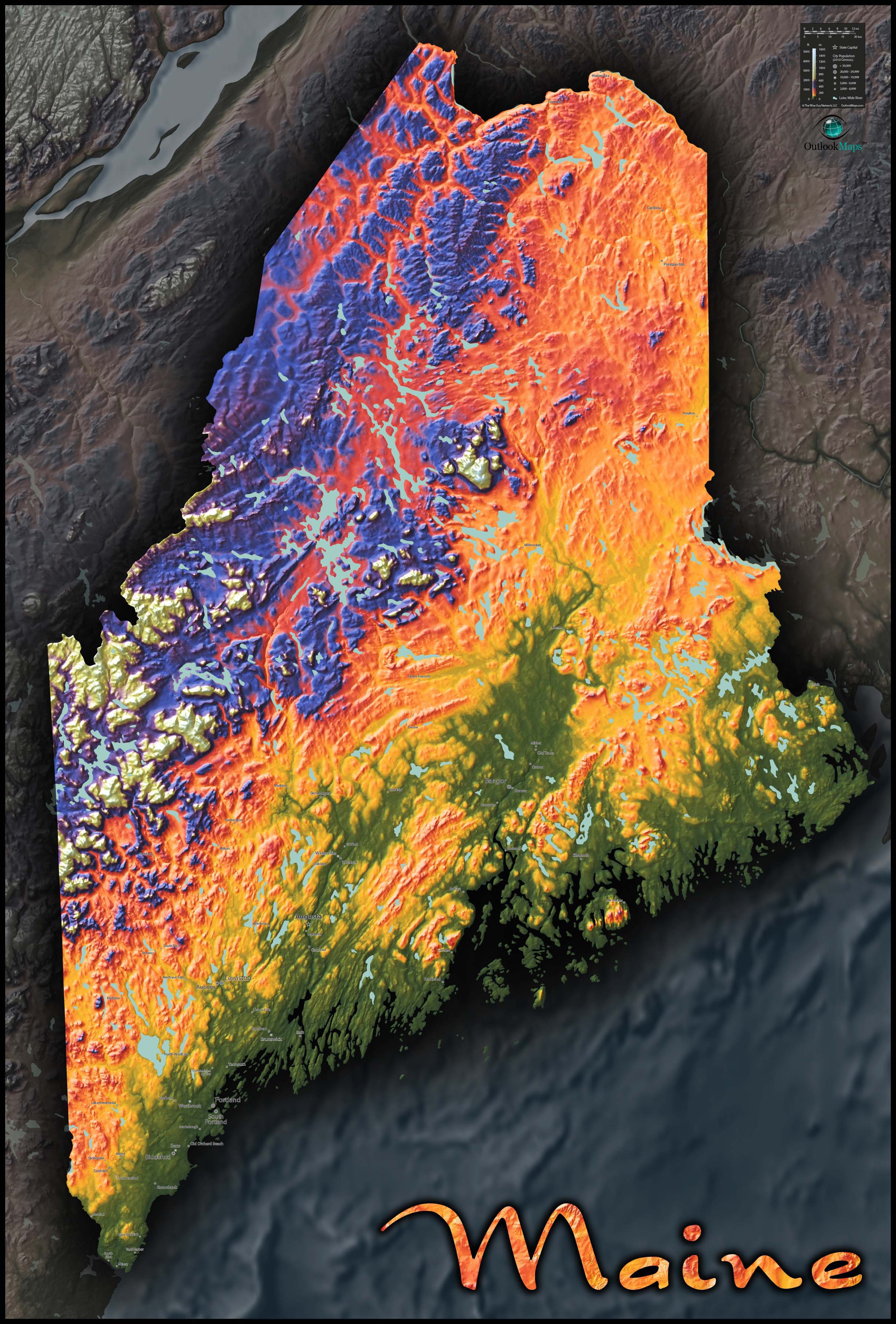 Maine Topo Wall Map By Outlook Maps  Images and Photos finder