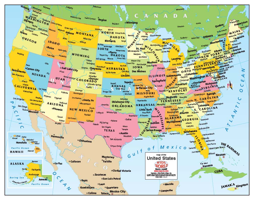 USA Political Wall Map by Wide World of Maps - MapSales