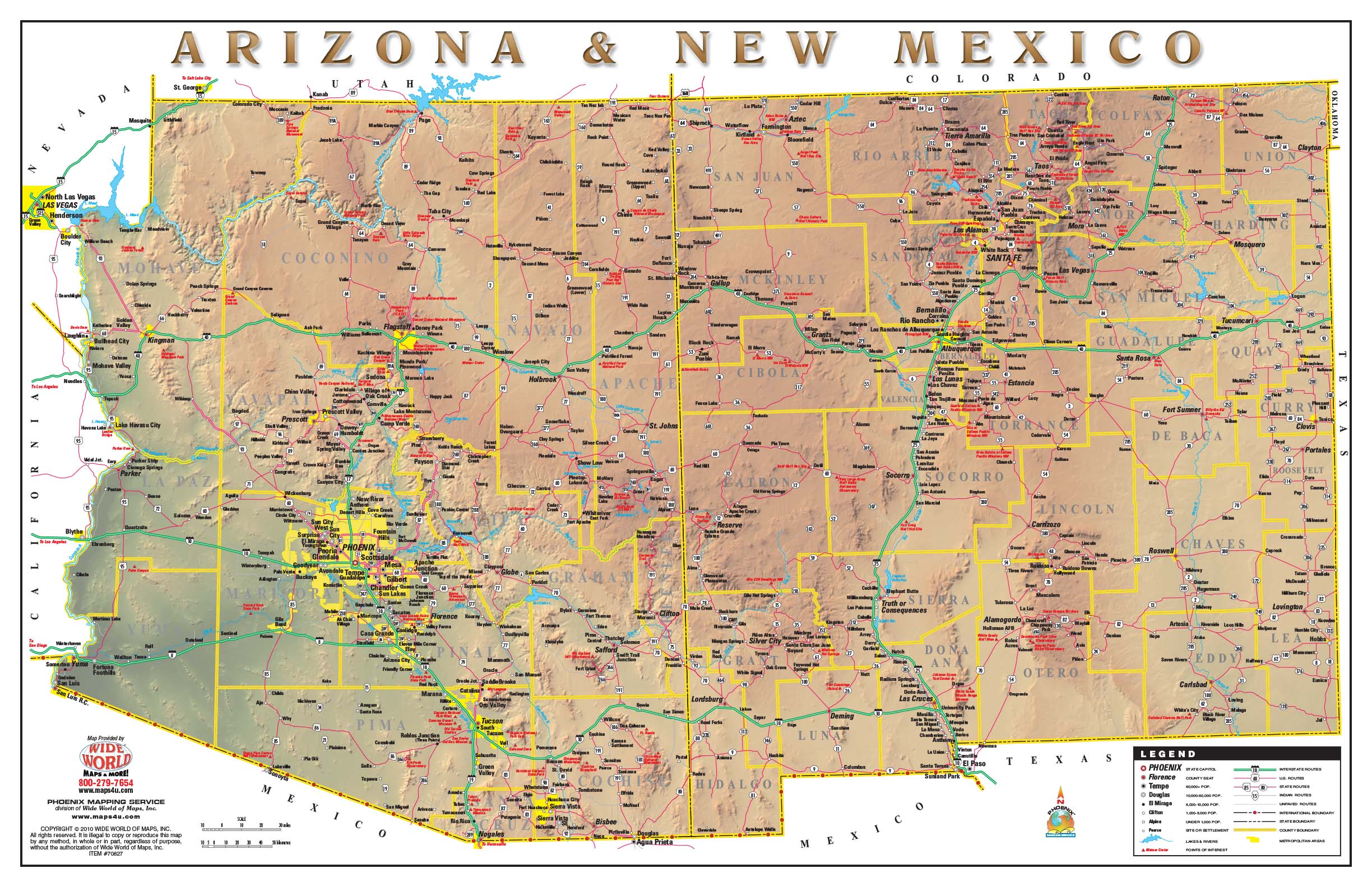 Arizona Physical Wall Map By Maps Of World Images and Photos finder