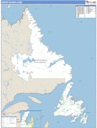 Newfoundland And Labrador Wall Map Basic Style 2025