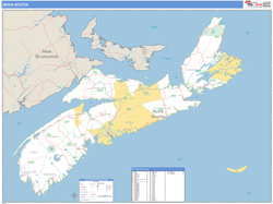 Nova Scotia Wall Map Basic Style 2024