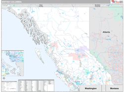 British Columbia Wall Map Premium Style 2025