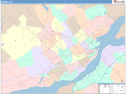 Quebec City Wall Map Color Cast Style 2024