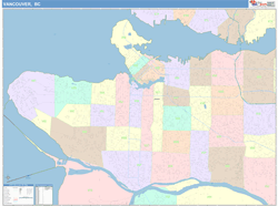 Vancouver Wall Map Color Cast Style 2025