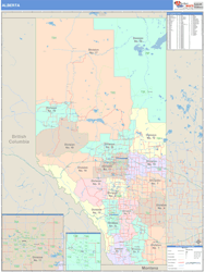 Alberta Wall Map Color Cast Style 2024