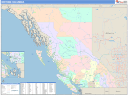British Columbia Wall Map Color Cast Style 2025