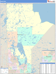 Manitoba Wall Map Color Cast Style 2024