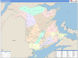 New Brunswick Wall Map Color Cast Style 2025