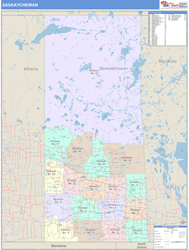 Saskatchewan Wall Map Color Cast Style 2024