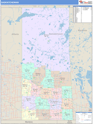 Saskatchewan Wall Map Color Cast Style 2025