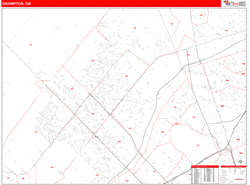 Brampton Wall Map Red Line Style 2025