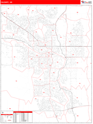 Calgary Wall Map Red Line Style 2025