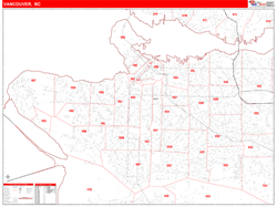 Vancouver Wall Map Red Line Style 2025
