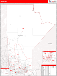 Manitoba Wall Map Red Line Style 2024