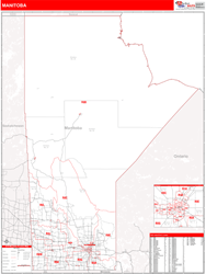Manitoba Wall Map Red Line Style 2025