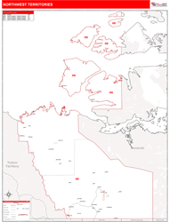 Northwest Territories Wall Map Red Line Style 2025