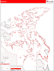 Nunavut Wall Map Red Line Style 2025