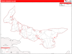 Prince Edward Island Wall Map Red Line Style 2025