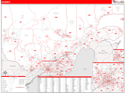 Quebec Wall Map Red Line Style 2024