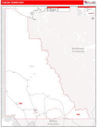 Yukon Territory Wall Map Red Line Style 2024