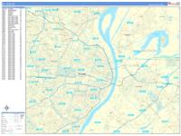 St. Louis Missouri Zip Code Wall Map (Red Line Style) by MarketMAPS