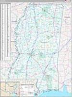 Mississippi Wall Map Zip Code