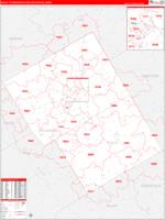 Waco Metro Area Wall Map Zip Code