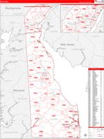 Delaware Wall Map Zip Code
