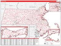 Massachusetts Wall Map Zip Code