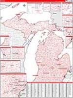 Michigan Wall Map Zip Code