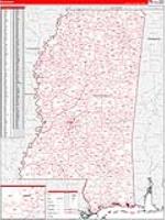 Mississippi Wall Map Zip Code