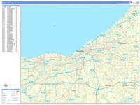 Cleveland Ohio Zip Code Wall Map (Red Line Style) by MarketMAPS - MapSales
