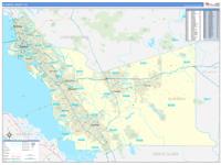 Alameda County, CA Zip Code Wall Map Red Line Style by MarketMAPS