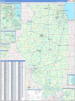 Illinois Wall Map Zip Code